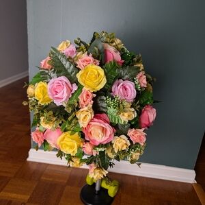 Wedding Colorful Faux Floral Accents with Yellow and Pink Blooms